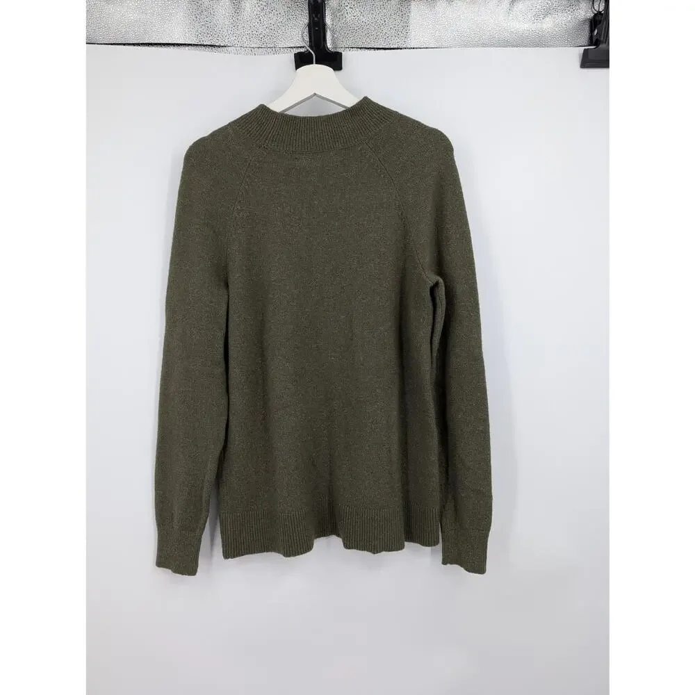 Loft Green Merino Wool Blend Sweater Size Medium Warm Comfy Career Office Work